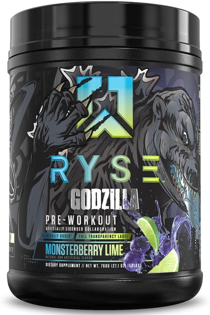 RYSE Godzilla X Noel Deyzel Pre Workout Powder - Monsterberry Lime - 400mg Caffeine, High Stim Pre-Workout for Men & Women with Citrulline & Beta Alanine - Energy, Pump & Focus - 20/40 Servings - PrimeBioHealth - canada supplements