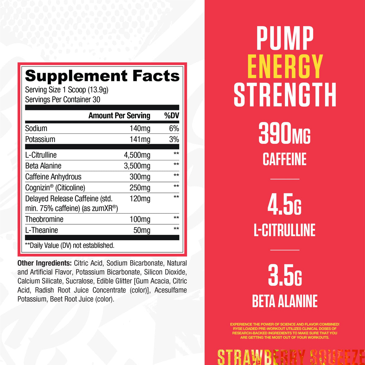 RYSE Loaded Pre Workout Powder - Strawberry Squeeze - Daily Pre-Workout for Men & Women with 390mg Caffeine, Beta Alanine, and Citrulline for Pump - PrimeBioHealth - canada supplements