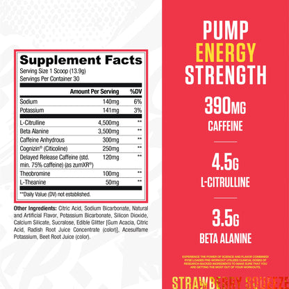 RYSE Loaded Pre Workout Powder - Strawberry Squeeze - Daily Pre-Workout for Men & Women with 390mg Caffeine, Beta Alanine, and Citrulline for Pump - PrimeBioHealth - canada supplements