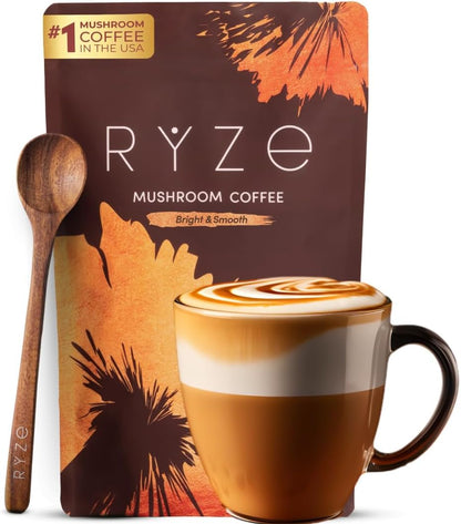 RYZE SUPERFOODS Mushroom Medium Roast Coffee USDA Organic with 6 Adaptogenic Mushrooms, USA Grown Instant Coffee for Better Energy - PrimeBioHealth - canada supplements