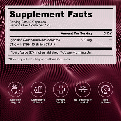 Saccharomyces Boulardii Probiotics 10 Billion CFU Made in USA | No Fillers Patented Strain: Lynside CNCM I-3799 Probiotics for Men and Women | Pure TheraPro Rx, Pharma Grade 120 Count - PrimeBioHealth - canada supplements