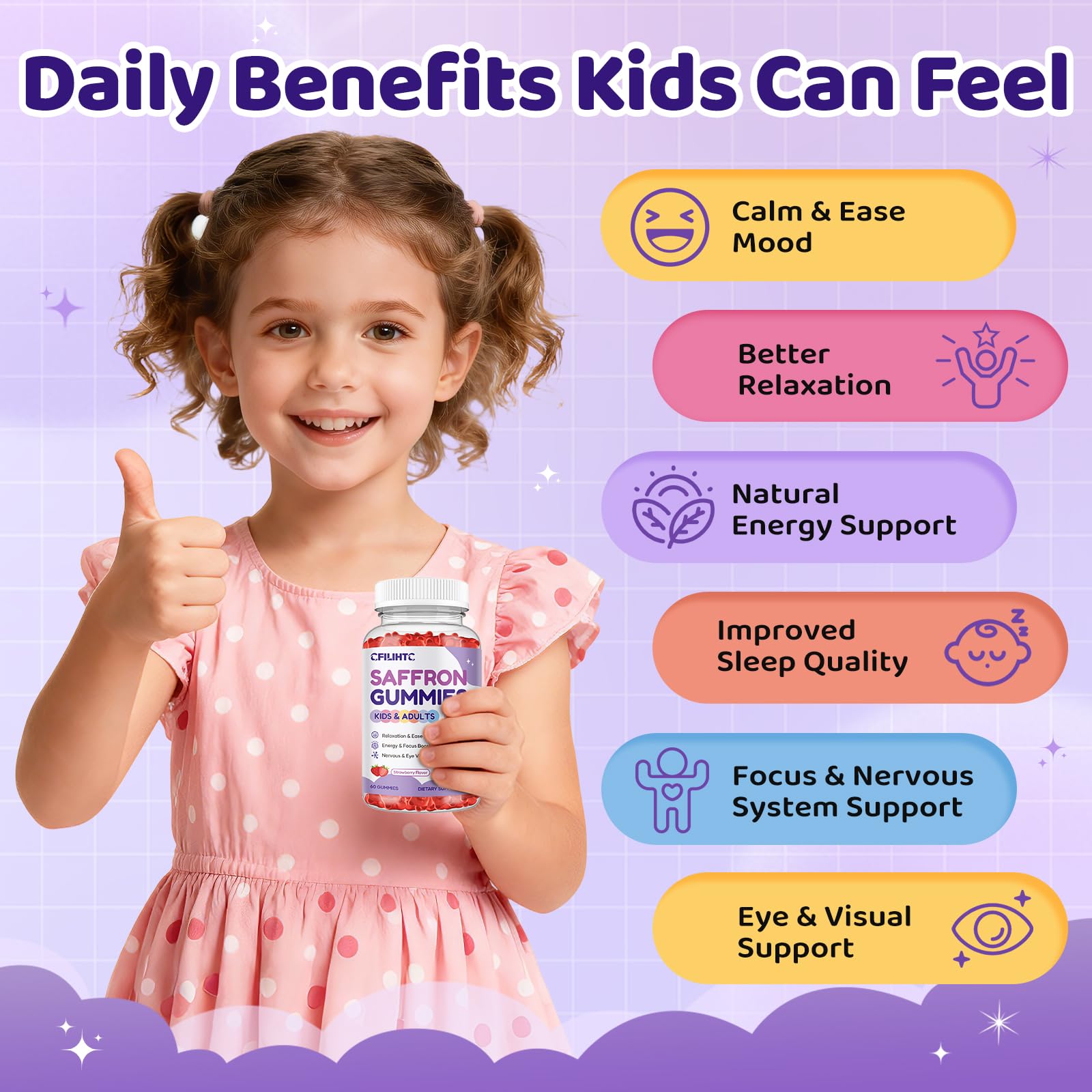 Saffron Gummies for Kids & Adults, 20-in-1 Saffron Supplements with 88.5mg Saffron Extract, B6, B12, C, D3, Magnesium for Calm, Focus, Nerve, Sugar Free, Vegan - PrimeBioHealth - canada supplements