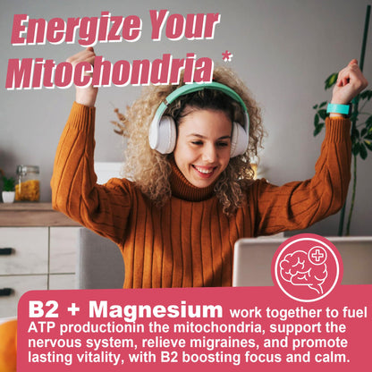 Safgumjel Vitamin B2 Gummies | Riboflavin 400mg with Magnesium & CoQ10 for Migraine Relief & Headache Relief | Sugar Free, Vegan, Strawberry Flavor, 60 Count - PrimeBioHealth - canada supplements