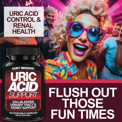 Saint Mingiano Uric Acid Flush for Gout Support -120 Capsules - Supports Kidney Cleanse Detox & Repair, Gallbladder & Urinary Tract Issues - Essential for Detox & Joint Support - Cranberry Extract - PrimeBioHealth - canada supplements