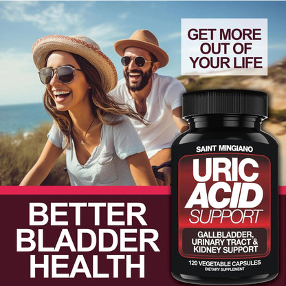 Saint Mingiano Uric Acid Flush for Gout Support -120 Capsules - Supports Kidney Cleanse Detox & Repair, Gallbladder & Urinary Tract Issues - Essential for Detox & Joint Support - Cranberry Extract - PrimeBioHealth - canada supplements