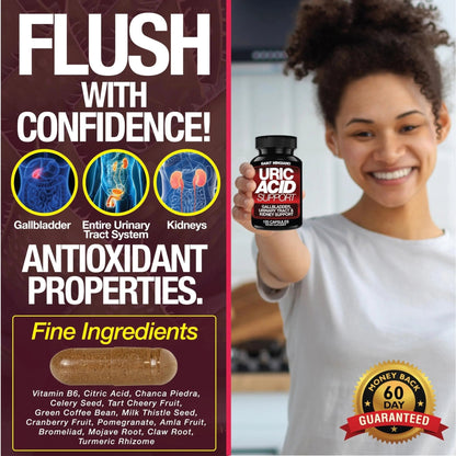 Saint Mingiano Uric Acid Flush for Gout Support -120 Capsules - Supports Kidney Cleanse Detox & Repair, Gallbladder & Urinary Tract Issues - Essential for Detox & Joint Support - Cranberry Extract - PrimeBioHealth - canada supplements