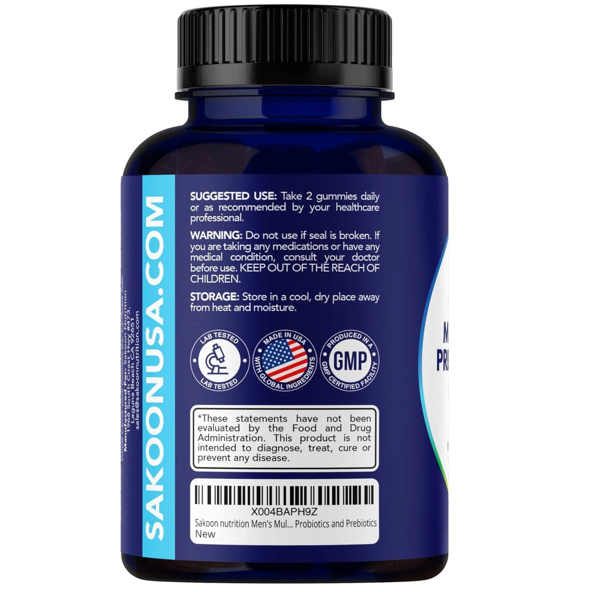 Sakoon nutrition Men's Multivitamin Gummies with Probiotics and Prebiotics, Adult Multivitamin A, C, D, E, B & More - PrimeBioHealth - canada supplements