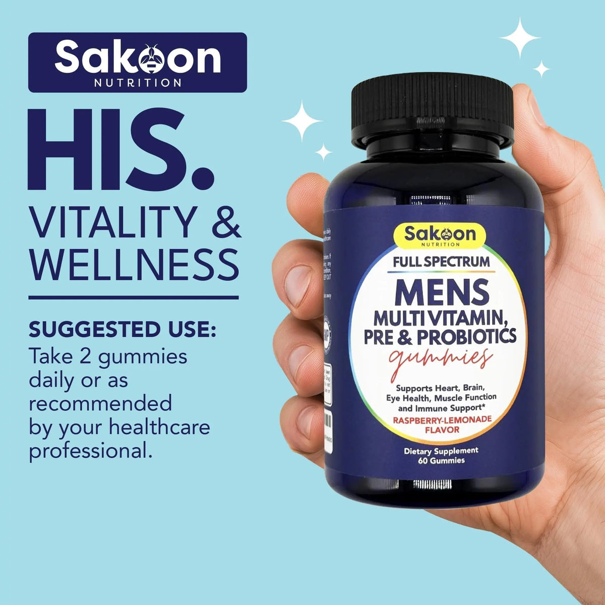 Sakoon nutrition Men's Multivitamin Gummies with Probiotics and Prebiotics, Adult Multivitamin A, C, D, E, B & More - PrimeBioHealth - canada supplements