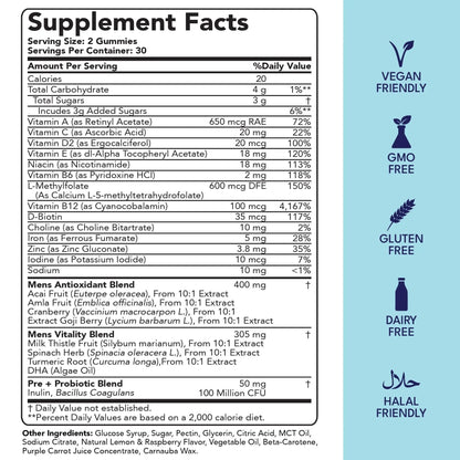 Sakoon nutrition Men's Multivitamin Gummies with Probiotics and Prebiotics, Adult Multivitamin A, C, D, E, B & More - PrimeBioHealth - canada supplements