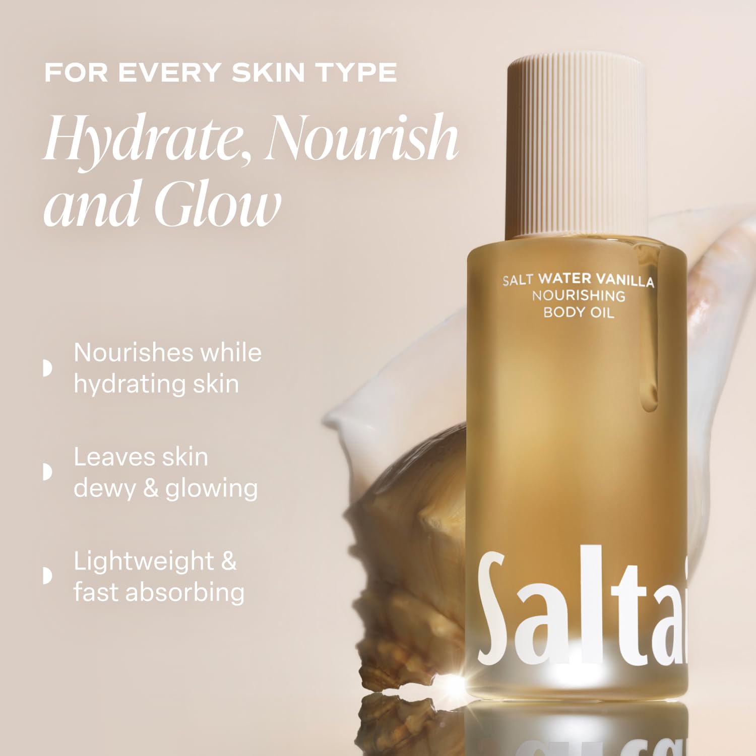 Saltair Body Oil - Luxurious Salt Water Vanilla After Shower and Bath Oil for Women and Men. Botanical, Non-Greasy - PrimeBioHealth - canada supplements