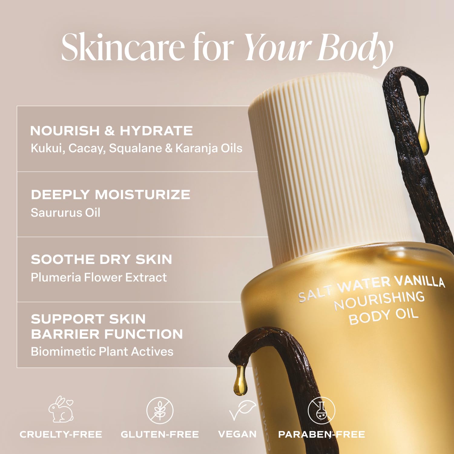 Saltair Body Oil - Luxurious Salt Water Vanilla After Shower and Bath Oil for Women and Men. Botanical, Non-Greasy - PrimeBioHealth - canada supplements