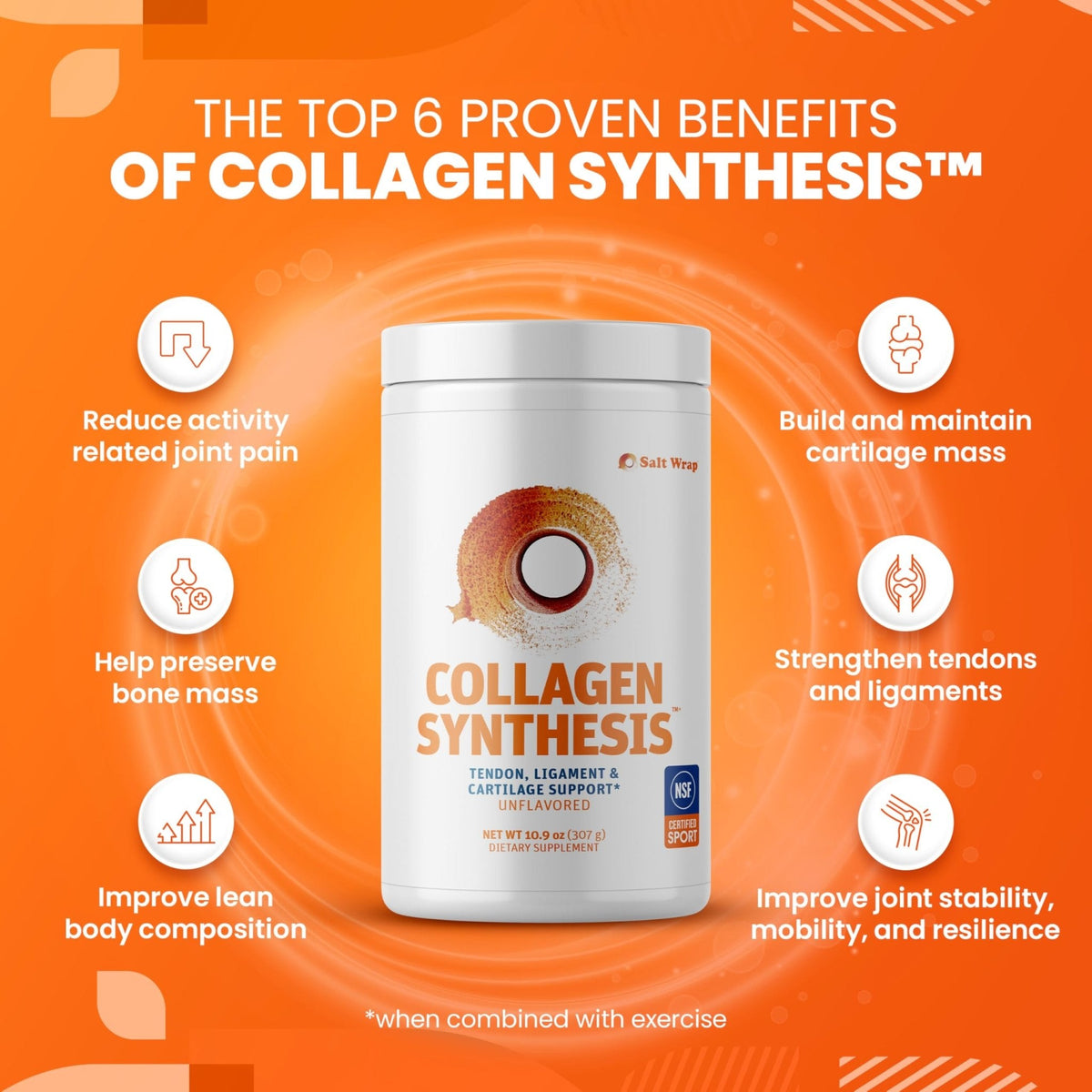SaltWrap Collagen Synthesis - Collagen Peptides for Joints with Fortigel, Tendoforte, Best Collagen Powder for Tendons, Ligaments - PrimeBioHealth - canada supplements