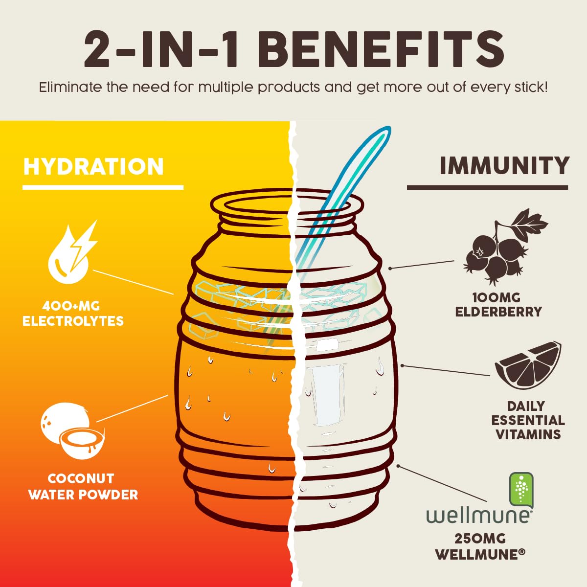 Salud 2-in-1 Hydration Packets + Immunity Electrolytes Powder, Mango - Agua Fresca Drink Mix, Elderberry, Dairy & Soy Free, Non-GMO, Gluten Free, - PrimeBioHealth - canada supplements