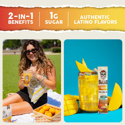 Salud 2-in-1 Hydration Packets + Immunity Electrolytes Powder, Mango - Agua Fresca Drink Mix, Elderberry, Dairy & Soy Free, Non-GMO, Gluten Free, - PrimeBioHealth - canada supplements