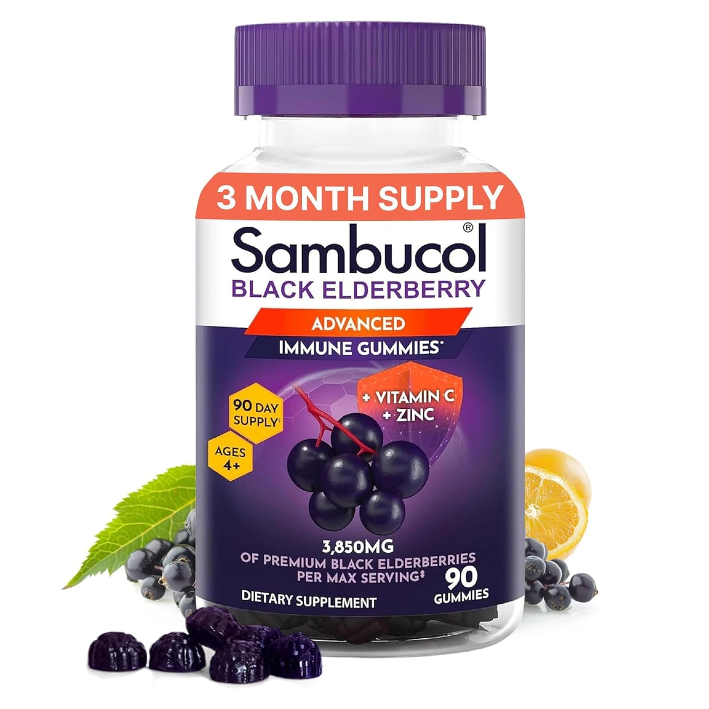 Sambucol Elderberry Gummies - Immune Support Supplement for Adults & Kids with Vitamin C & Zinc, Sambucol Elderberry - PrimeBioHealth - canada supplements