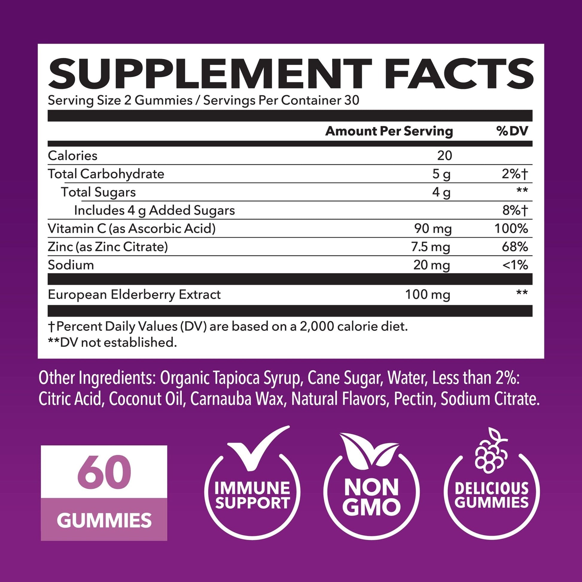 Sambucus Elderberry Gummies for Adults - Immune Support Supplement with Vitamin C and Zinc - Enhanced Formula for Daily Defense - 60 Count - PrimeBioHealth - canada supplements