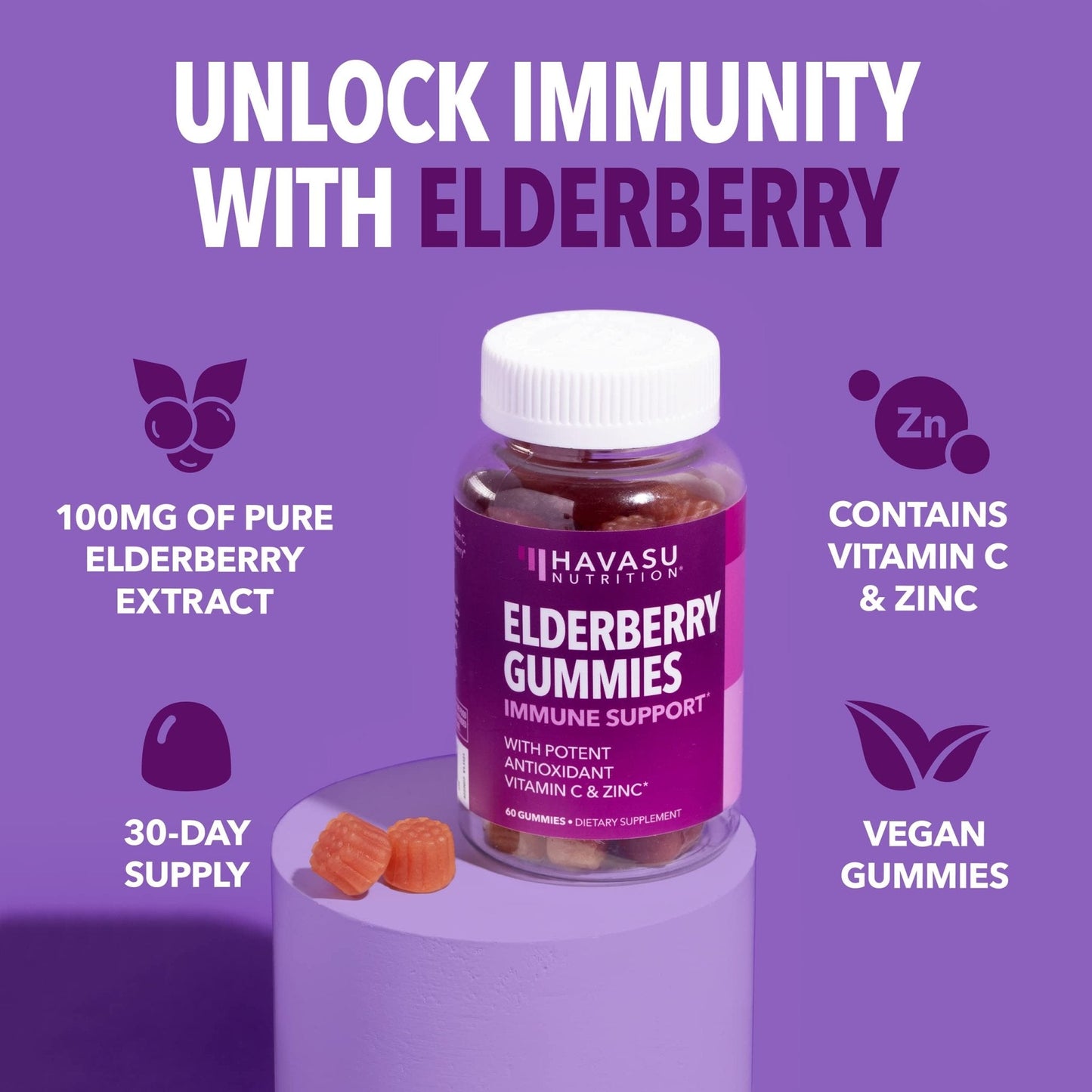 Sambucus Elderberry Gummies for Adults - Immune Support Supplement with Vitamin C and Zinc - Enhanced Formula for Daily Defense - 60 Count - PrimeBioHealth - canada supplements