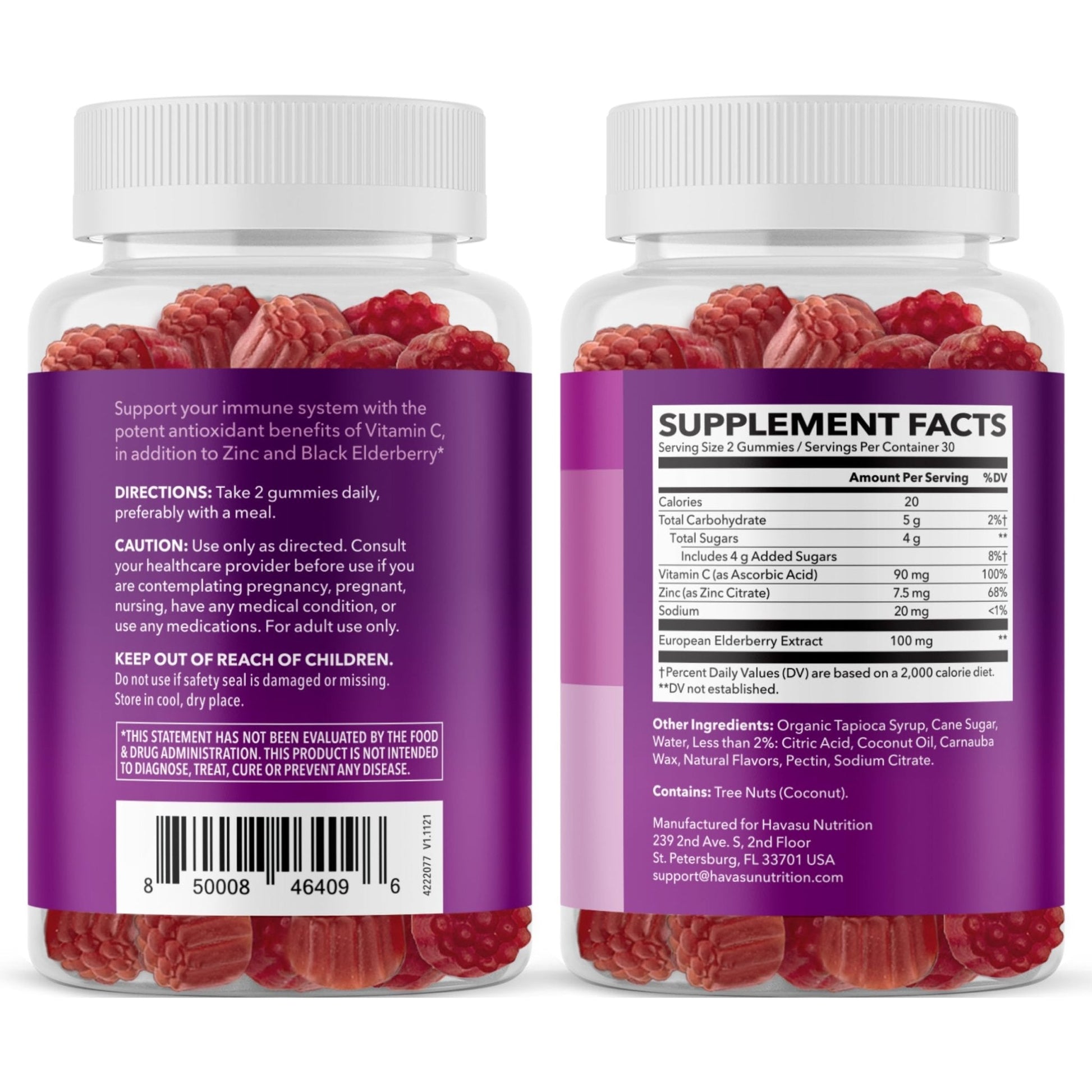 Sambucus Elderberry Gummies for Adults - Immune Support Supplement with Vitamin C and Zinc - Enhanced Formula for Daily Defense - 60 Count - PrimeBioHealth - canada supplements