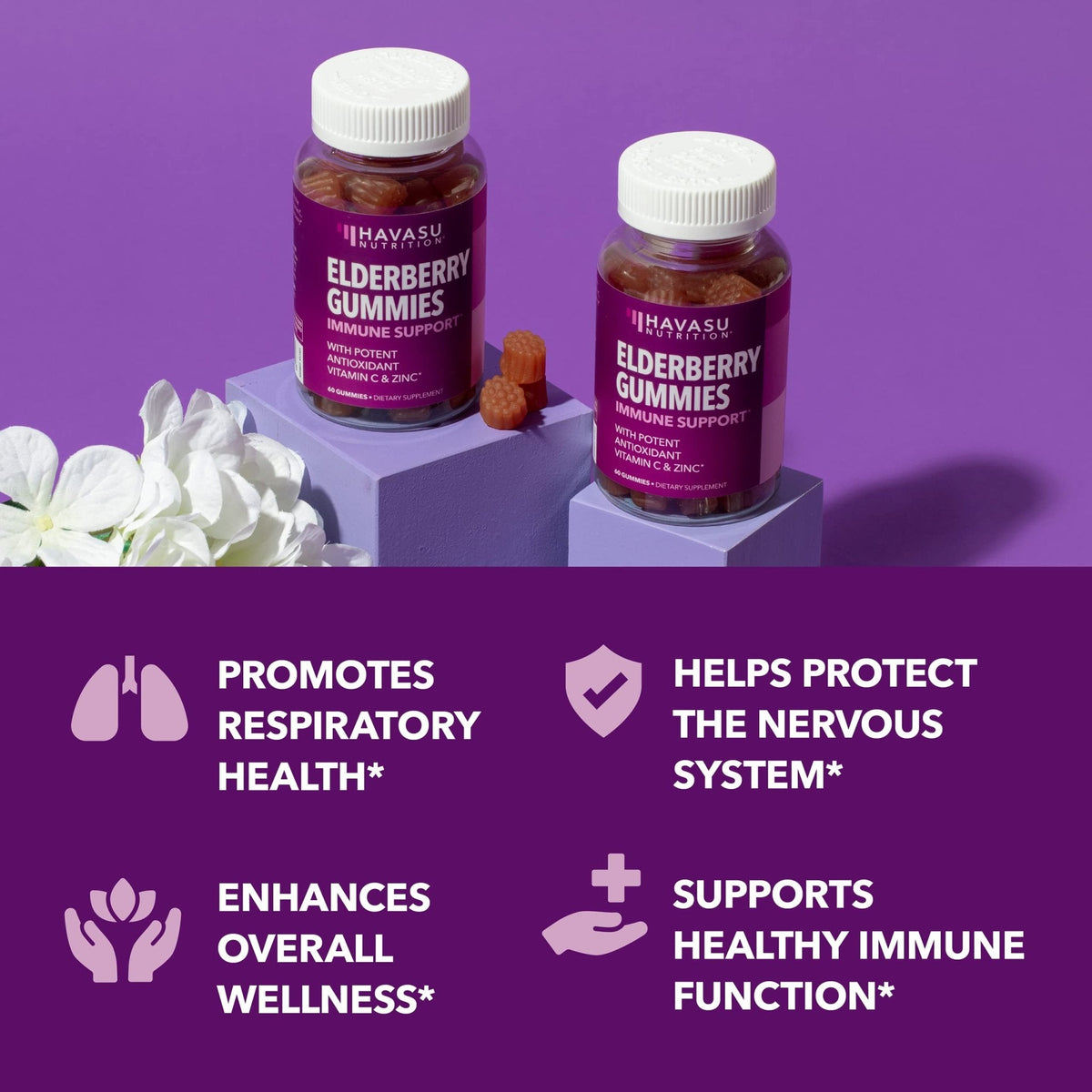 Sambucus Elderberry Gummies for Adults - Immune Support Supplement with Vitamin C and Zinc - Enhanced Formula for Daily Defense - 60 Count - PrimeBioHealth - canada supplements