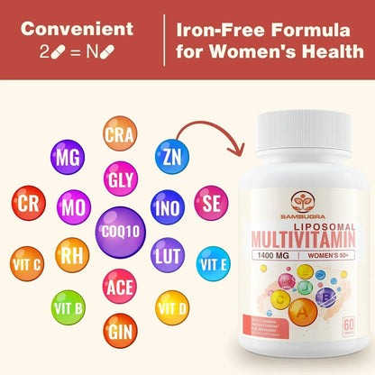 Sambugra Liposomal Multivitamin for Women 50+ - Women Daily Multivitamin with 32 Ingredients, CoQ10, Vitamins C, B, D, E - PrimeBioHealth - canada supplements