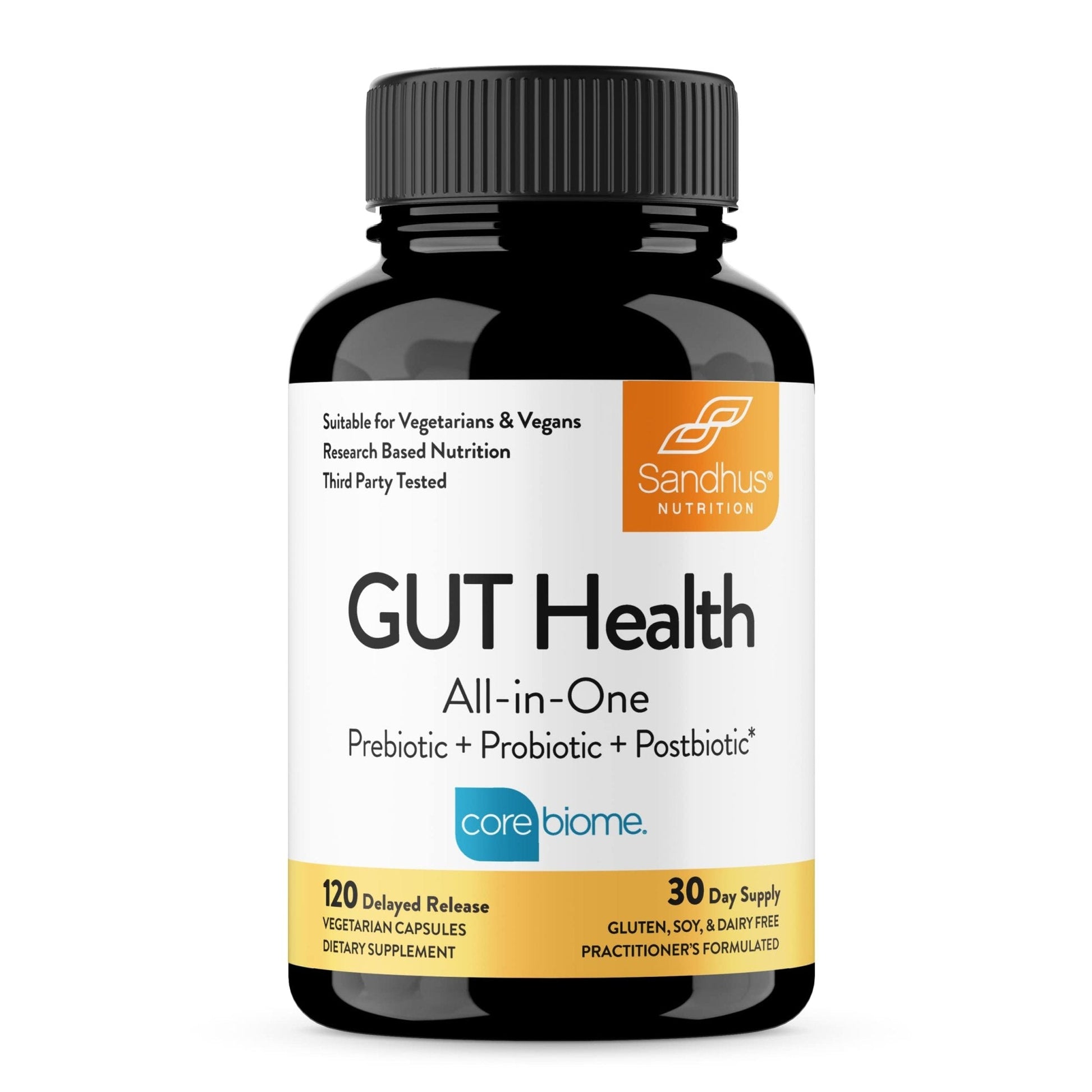 Sandhu's Gut Health - Prebiotic, Probiotic, Postbiotic & L-Glutamine | Digestive Health, Colon, Probiotic Total Supplements | 120 Delayed Release Capsules - PrimeBioHealth - canada supplements