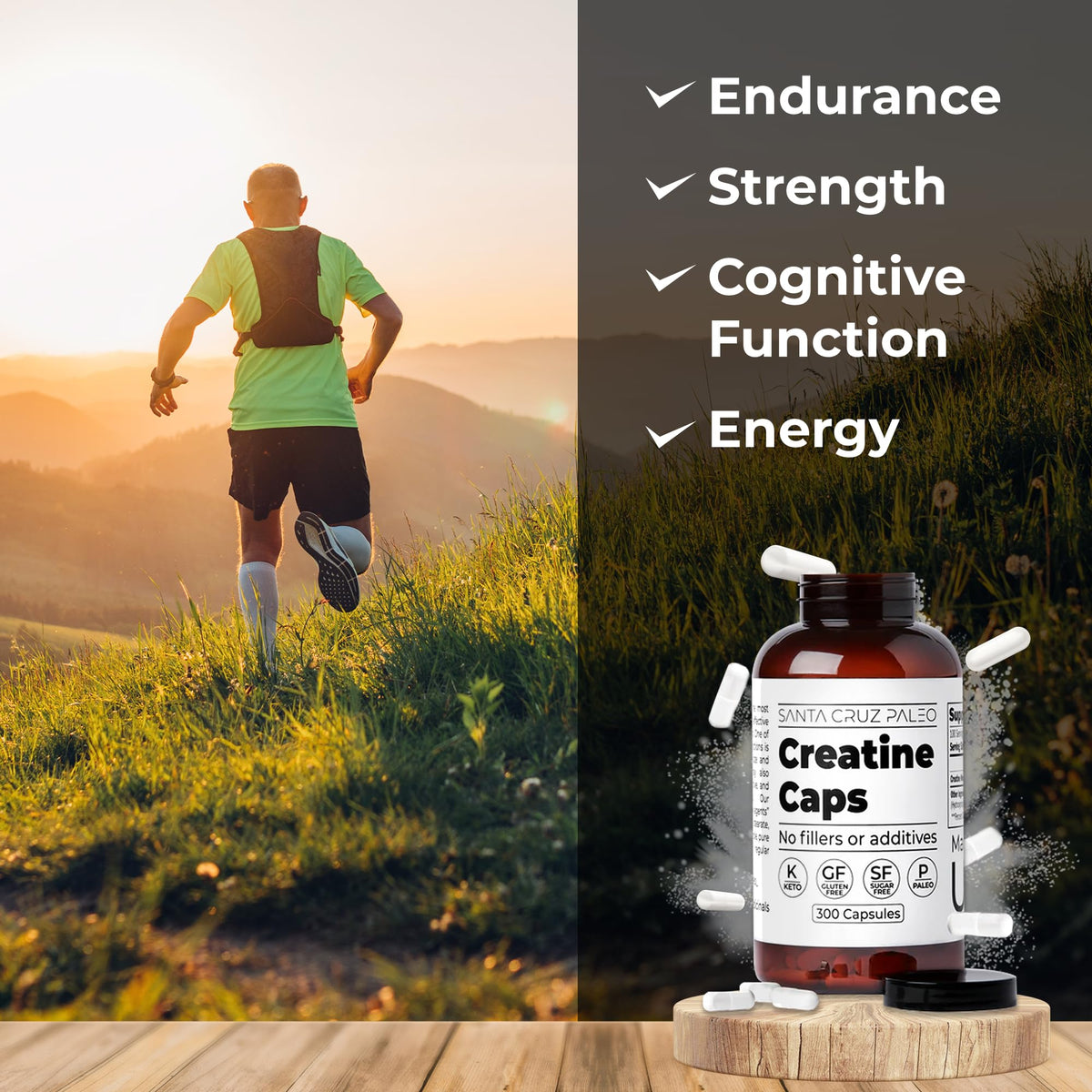 Santa Cruz Paleo Creatine Capsules, Supports Muscle Growth & Energy, Gluten Free, Keto, Sugar Free, Paleo, No Fillers or Additives, Creatine Monohydrate Pills, - PrimeBioHealth - canada supplements