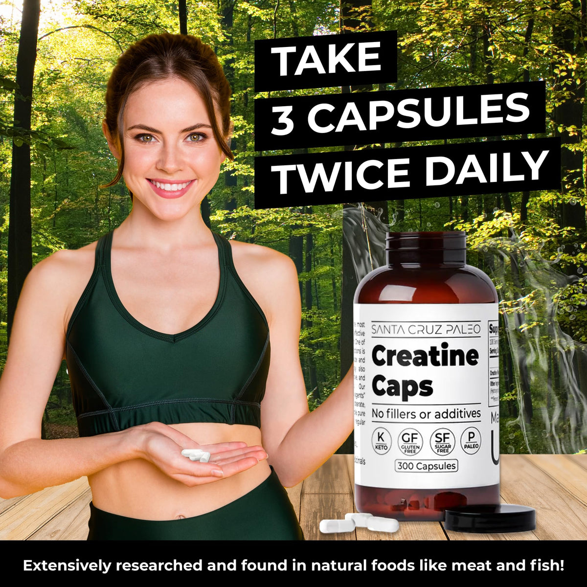 Santa Cruz Paleo Creatine Capsules, Supports Muscle Growth & Energy, Gluten Free, Keto, Sugar Free, Paleo, No Fillers or Additives, Creatine Monohydrate Pills, - PrimeBioHealth - canada supplements