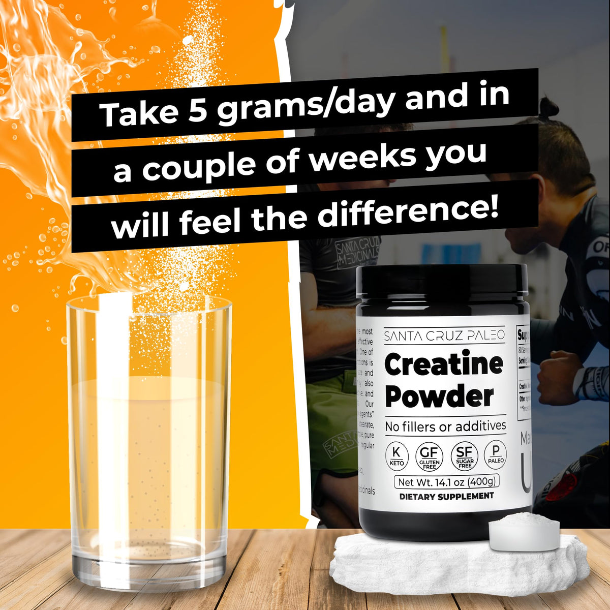 Santa Cruz Paleo, Creatine Monohydrate Powder Micronized, Unflavored Pre Workout and Muscle Support Supplement, Gluten Free Keto, Mix with Water or Shakes - PrimeBioHealth - canada supplements