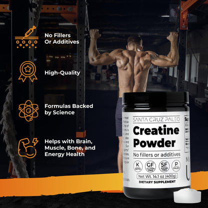 Santa Cruz Paleo, Creatine Monohydrate Powder Micronized, Unflavored Pre Workout and Muscle Support Supplement, Gluten Free Keto, Mix with Water or Shakes - PrimeBioHealth - canada supplements