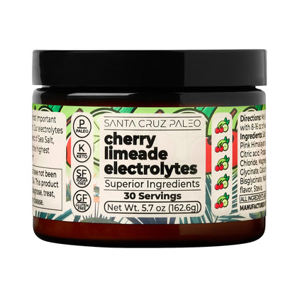 Santa Cruz Paleo Electrolyte Powder, Cherry Limeade, Sugar Free Hydration Drink Mix with Himalayan Pink Salt, Sea Salt, Magnesium Glycinate, Potassium Chloride - PrimeBioHealth - canada supplements