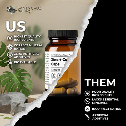 Santa Cruz Paleo, Zinc & Copper Mineral Supplement, High Absorption Formula, Zinc Supplement for Skin & Hair, L Methionine, Copper Gluconate, Trace Minerals - PrimeBioHealth - canada supplements