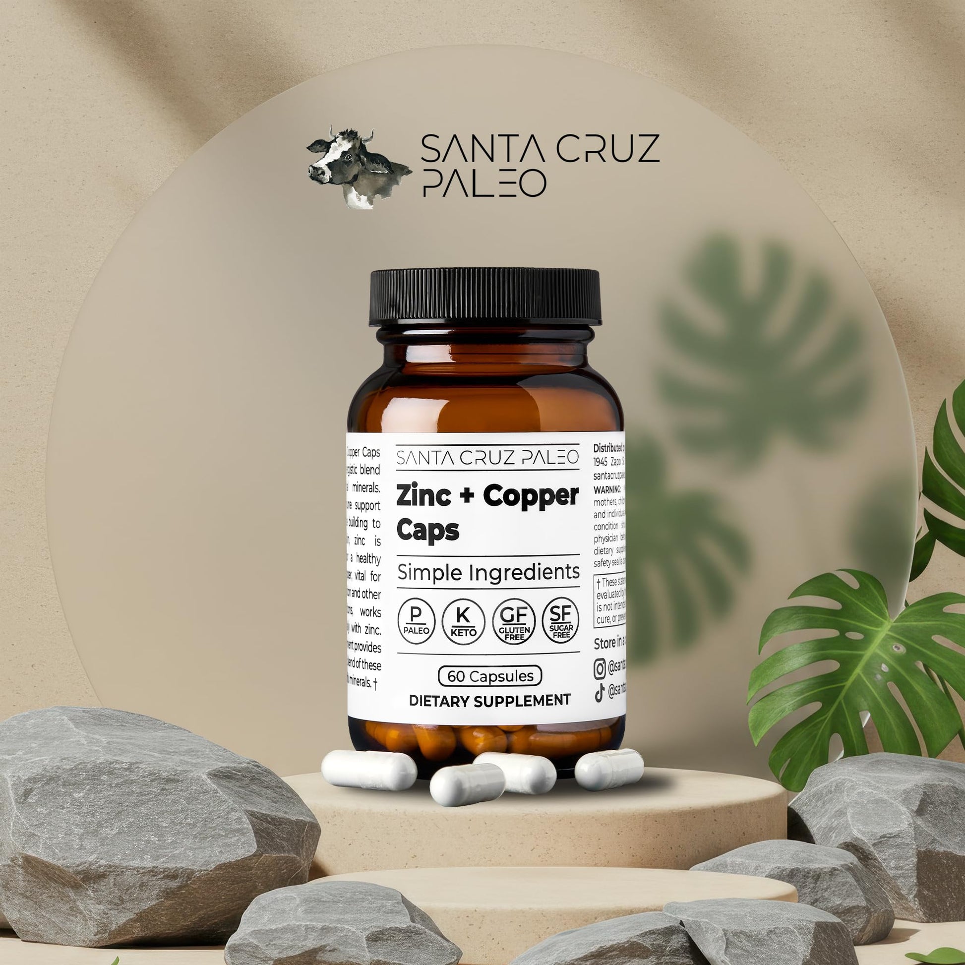 Santa Cruz Paleo, Zinc & Copper Mineral Supplement, High Absorption Formula, Zinc Supplement for Skin & Hair, L Methionine, Copper Gluconate, Trace Minerals - PrimeBioHealth - canada supplements