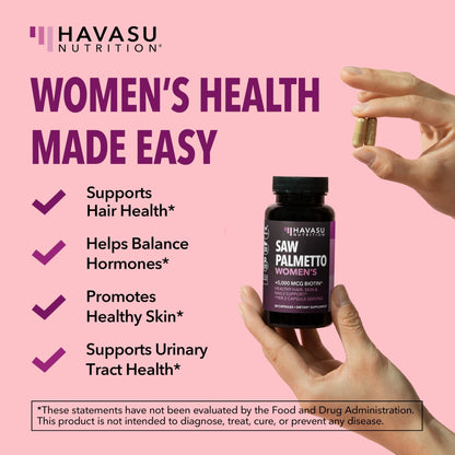 Saw Palmetto for Women with Biotin 5000mcg - Powerful DHT Blocker to Support Hair, Skin, and Nail Health - 60 Count - Vegan, Non-GMO Vitamin for Stronger, - PrimeBioHealth - canada supplements