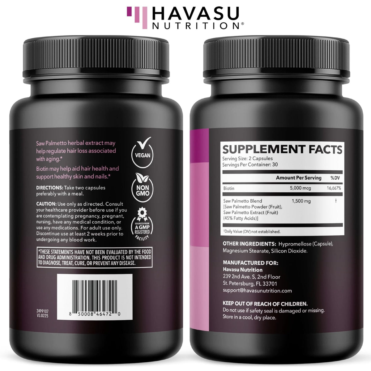 Saw Palmetto for Women with Biotin 5000mcg - Powerful DHT Blocker to Support Hair, Skin, and Nail Health - 60 Count - Vegan, Non-GMO Vitamin for Stronger, - PrimeBioHealth - canada supplements