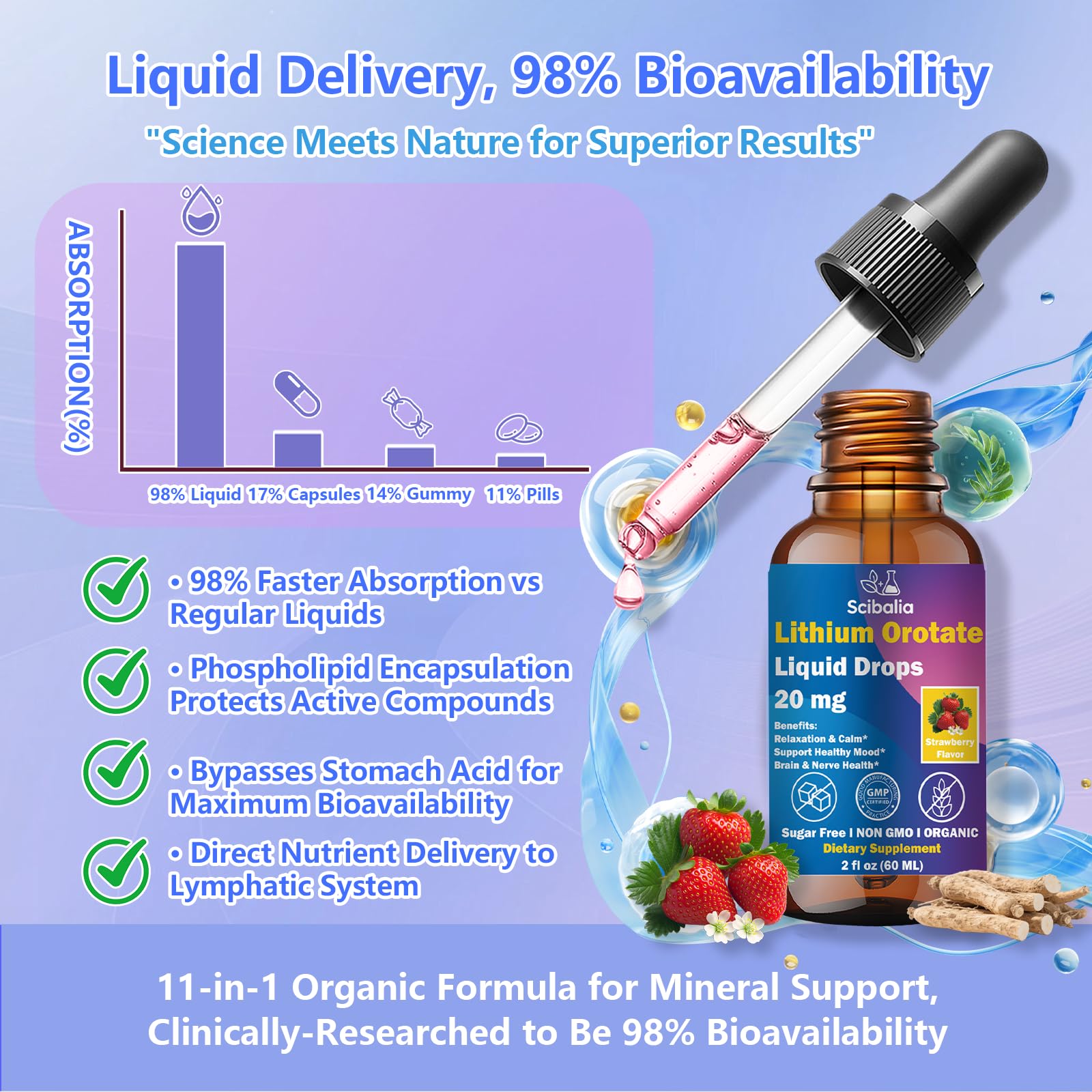 Scibalia Lithium Orotate Liquid Drops 20mg, Potency 11-in-1 Lithium Supplement w. NAC Magnesium Ashwagandha Theanine Vitamin D3 B6 B12 for Memory Brain Mood Cognitive Support, - PrimeBioHealth - canada supplements