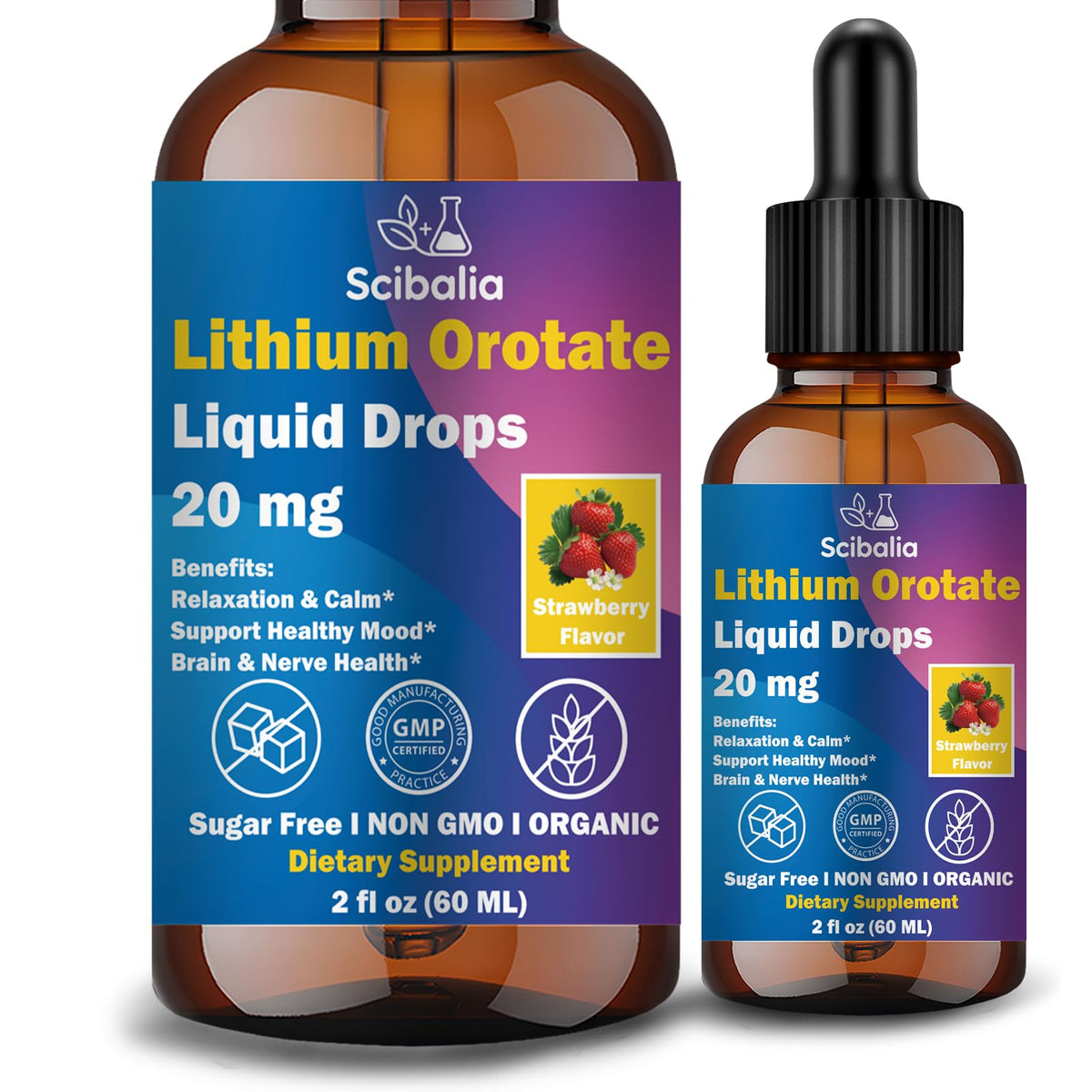 Scibalia Lithium Orotate Liquid Drops 20mg, Potency 11-in-1 Lithium Supplement w. NAC Magnesium Ashwagandha Theanine Vitamin D3 B6 B12 for Memory Brain Mood Cognitive Support, - PrimeBioHealth - canada supplements