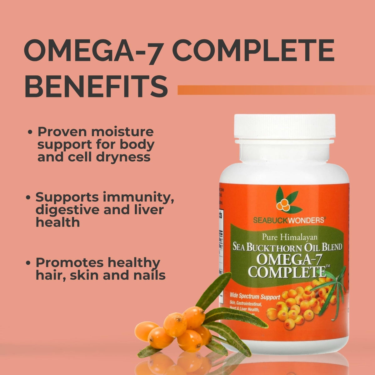 SeabuckWonders Organic Sea Buckthorn Oil Omega-7 Complete,120 Softgels, 60 Day Supply, with Omega 3, 6 & 9, Supports Hair - PrimeBioHealth - canada supplements