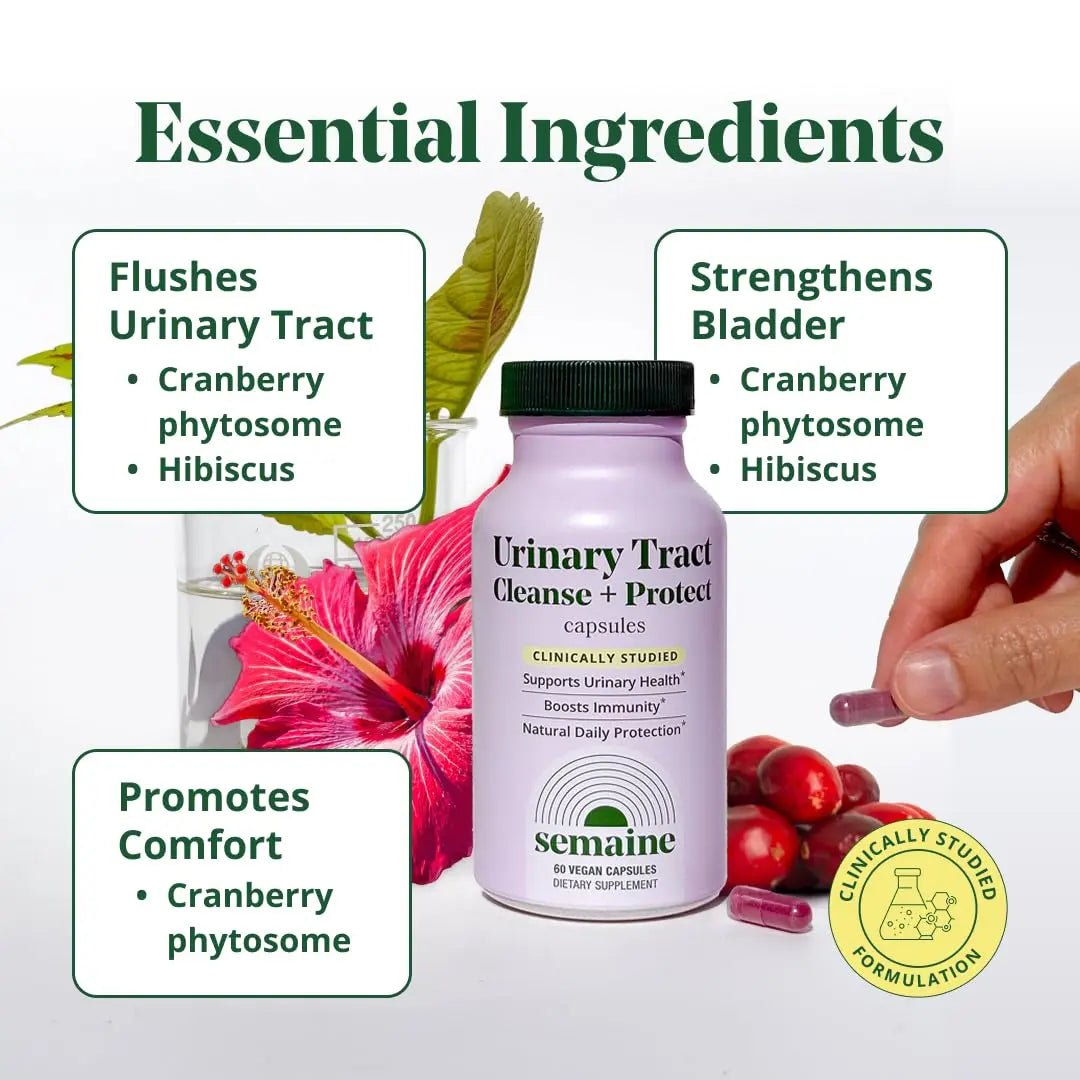 Semaine Urinary Tract Cleanse & Protect – 60 ct, Bladder Support Supplement for Women, Flushes Urinary Tract. Combines Cranberry Proanthocyanidins with Hibiscus - PrimeBioHealth - canada supplements