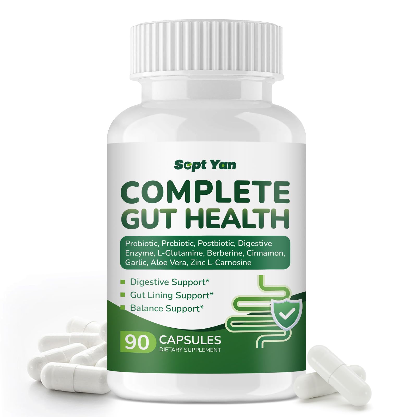SEPT YAN Gut Health Supplement with Prebiotics, Postbiotics & Probiotics for Digestive Health for Women & Men, 80 Billion CFU Probiotics for Gut and Digestion - PrimeBioHealth - canada supplements
