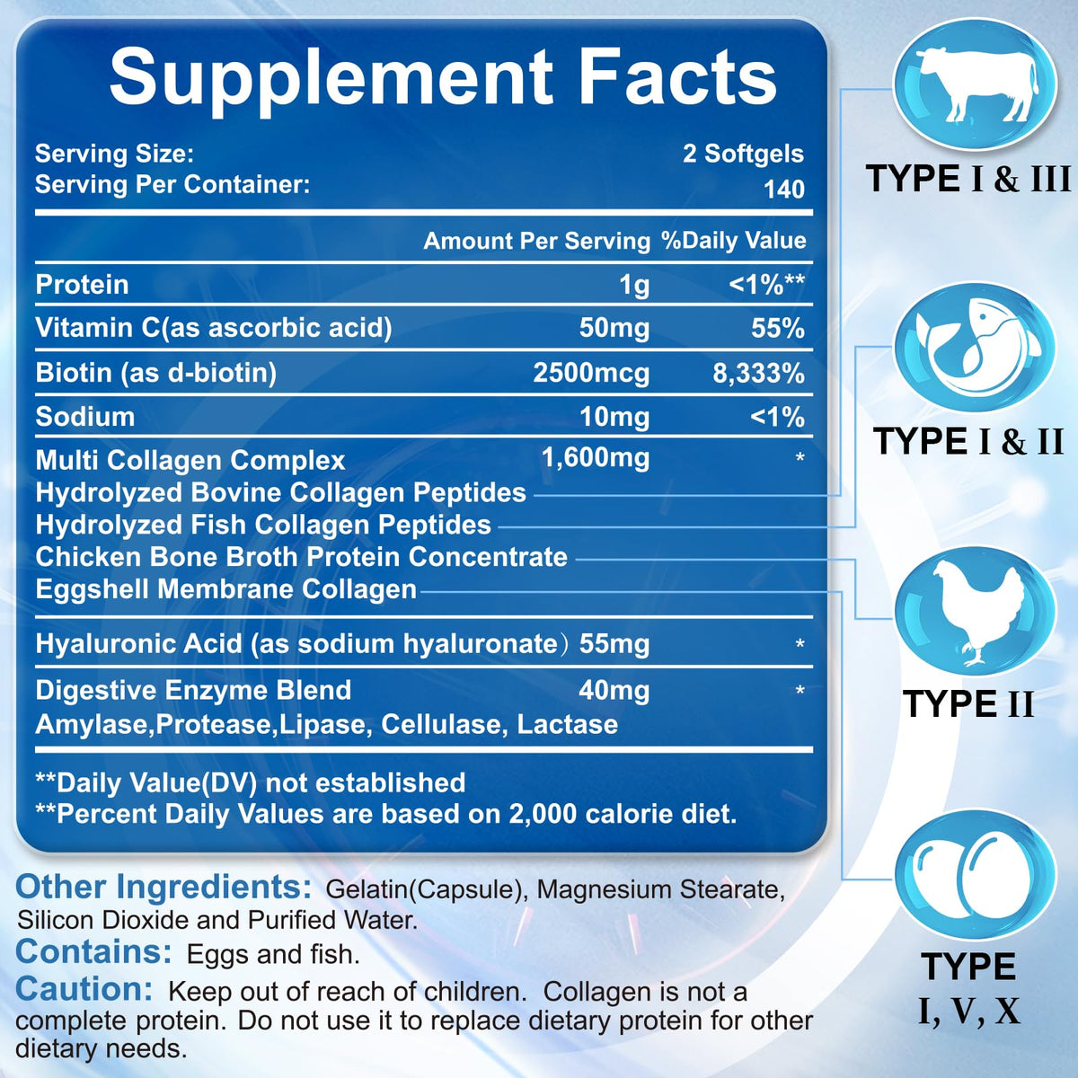 SIGNILIFE Multi Collagen Peptides for Women & Men, Hydrolyzed Collagen Peptides-Type I, II, III, V, X - with Hyaluronic Acid,Vitamin C,Biotin - PrimeBioHealth - canada supplements