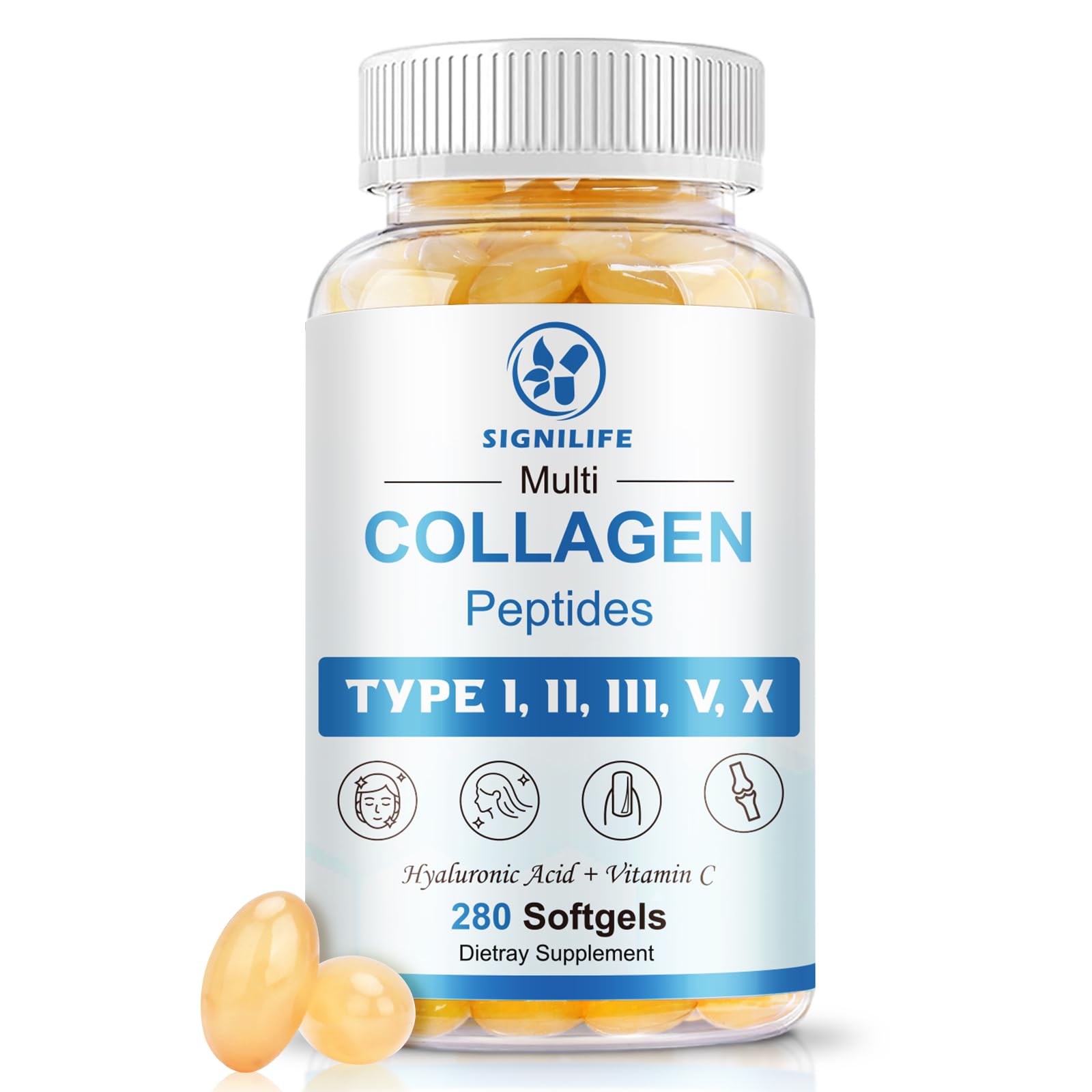 SIGNILIFE Multi Collagen Peptides for Women & Men, Hydrolyzed Collagen Peptides-Type I, II, III, V, X - with Hyaluronic Acid,Vitamin C,Biotin - PrimeBioHealth - canada supplements