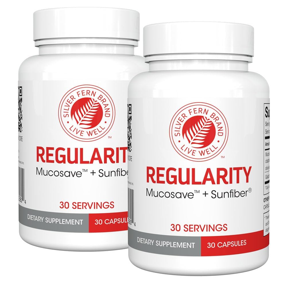 Silver Fern Brand Regularity Digestive Supplement - 2 Bottles = 60 Capsules = 60 Day Supply - Mucosave FG (Prickly Pear Polysaccharides - PrimeBioHealth - canada supplements