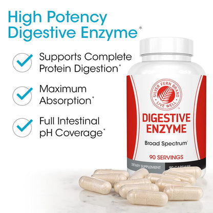 Silver Fern Brand Ultimate High Potency Digestive Enzyme Supplement - 2 Bottles - 100% Intestinal Coverage - Digestive Comfort - PrimeBioHealth - canada supplements