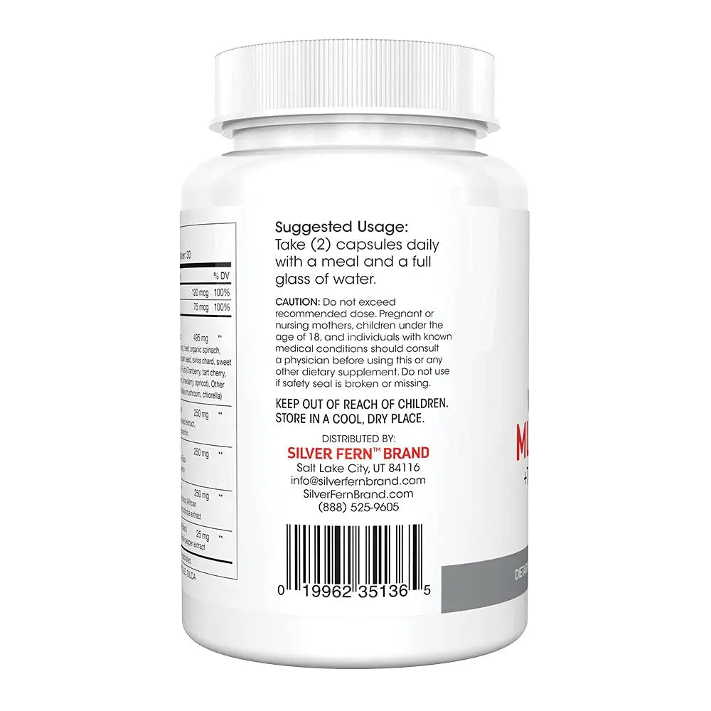 Silver Fern Whole Food Daily Multi Vitamin w/Trace Mineral Blend Supplement - 1 Bottle - 60 Vegicaps - 30 Day Supply - Natural - PrimeBioHealth - canada supplements