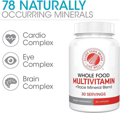 Silver Fern Whole Food Daily Multi Vitamin w/Trace Mineral Blend Supplement - 1 Bottle - 60 Vegicaps - 30 Day Supply - Natural - PrimeBioHealth - canada supplements