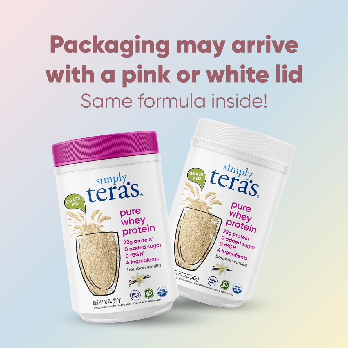 simply tera's Pure Whey Protein Powder - Grass Fed Vanilla Whey Protein Powder, Clean, Made Without Artificial Sweeteners, Non-GMO, Kosher, rBGH-Free, Soy-Free - 24 Oz - PrimeBioHealth - canada supplements