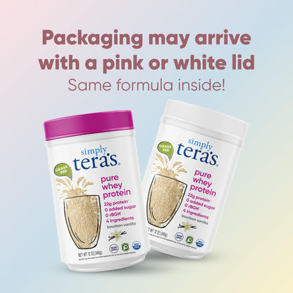 simply tera's Pure Whey Protein Powder - Grass Fed Vanilla Whey Protein Powder, Clean, Made Without Artificial Sweeteners, Non-GMO, Kosher, rBGH-Free, Soy-Free - 24 Oz - PrimeBioHealth - canada supplements