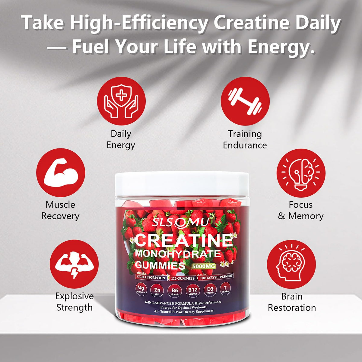 Slsomu Creatine Gummies for Women, 5000mg Pre-Workout Muscle Strength & Energy Support, 0 Sugar Creatine Gummy with L-Taurine, Zinc - PrimeBioHealth - canada supplements