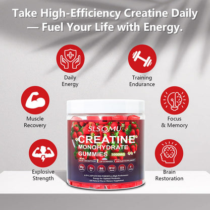 Slsomu Creatine Gummies for Women, 5000mg Pre-Workout Muscle Strength & Energy Support, 0 Sugar Creatine Gummy with L-Taurine, Zinc - PrimeBioHealth - canada supplements