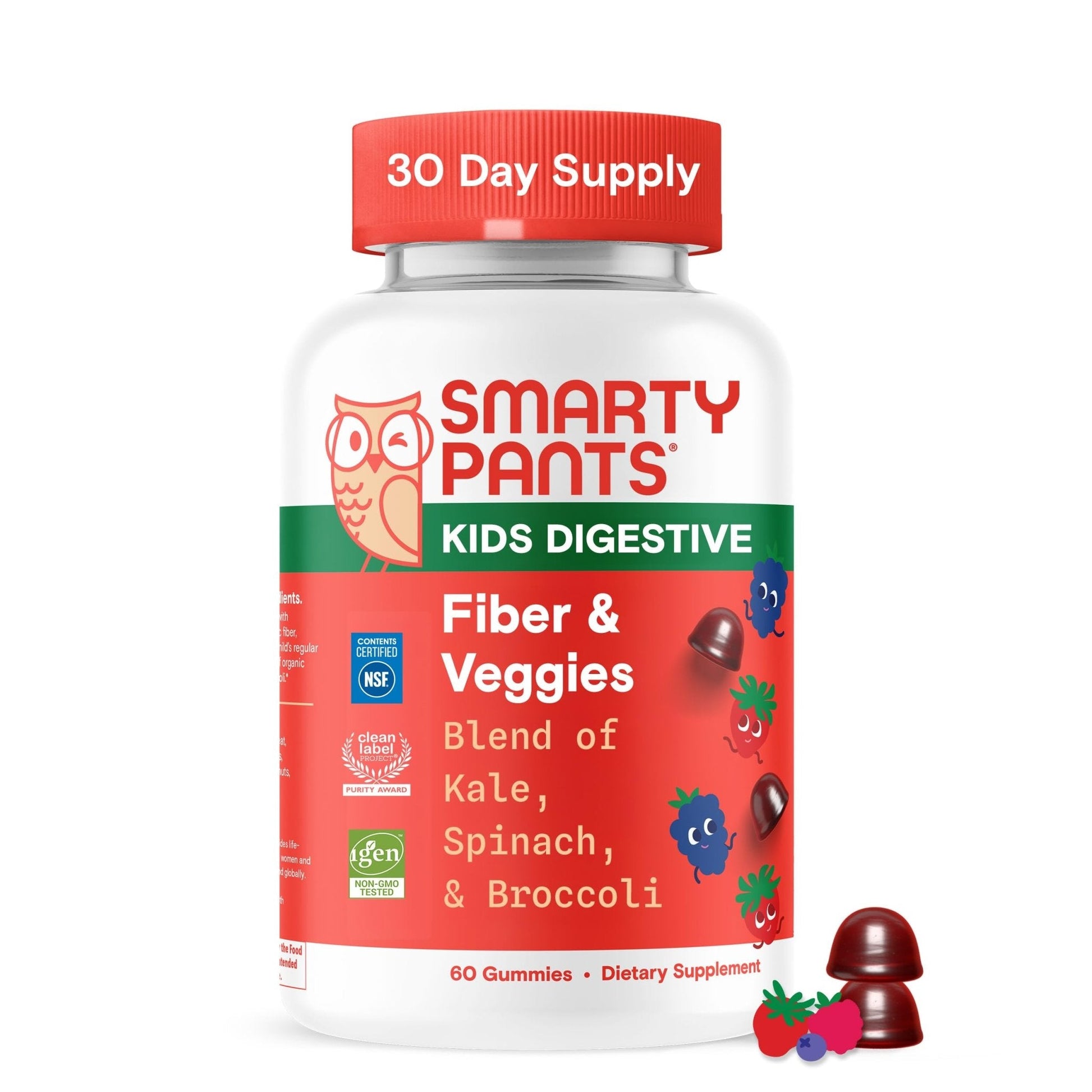 SmartyPants Kids Fiber & Veggies: Prebiotic Fiber Gummies for Kids, Fiber Supplement with Inulin, Organic Green Veggie Blend, Vegan, Gluten Free - PrimeBioHealth - canada supplements